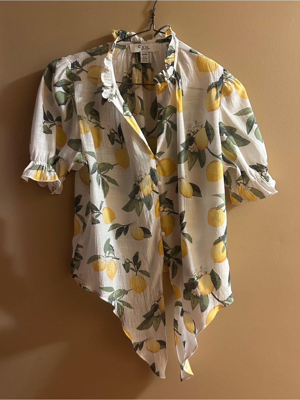 Lemon print blouse XS